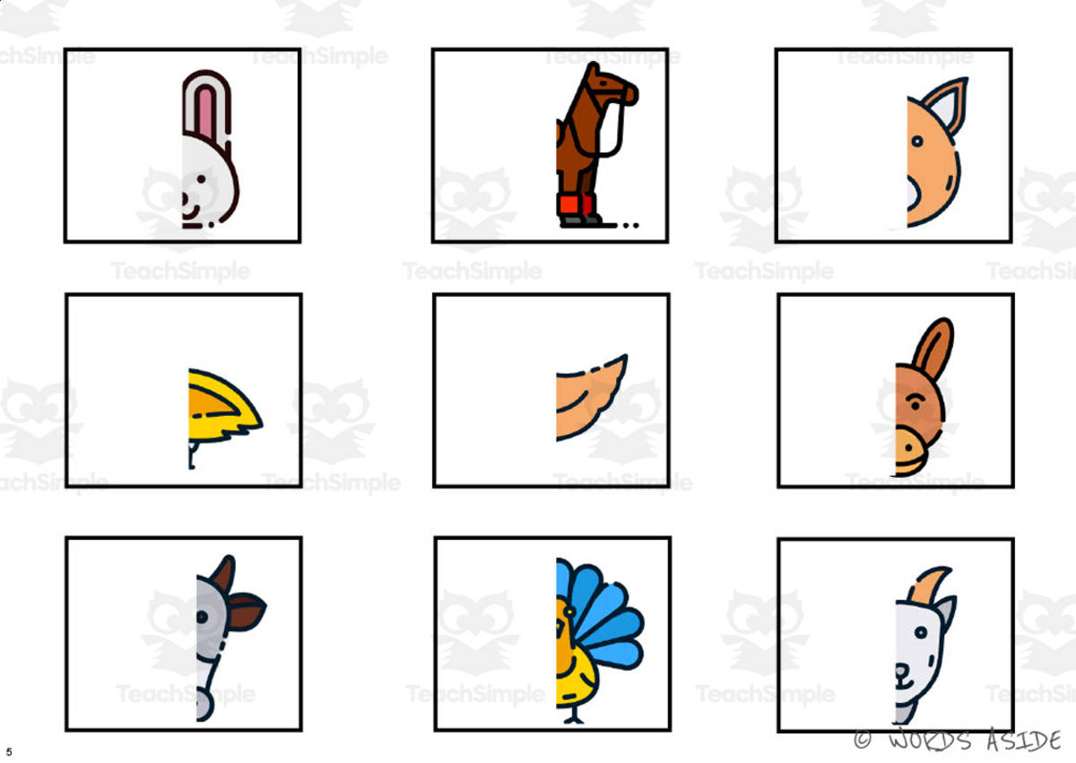 An educational teaching resource from WORDS ASIDE entitled Cognitive Perceptual Boards | Farm Animals Pack 2 downloadable at Teach Simple.