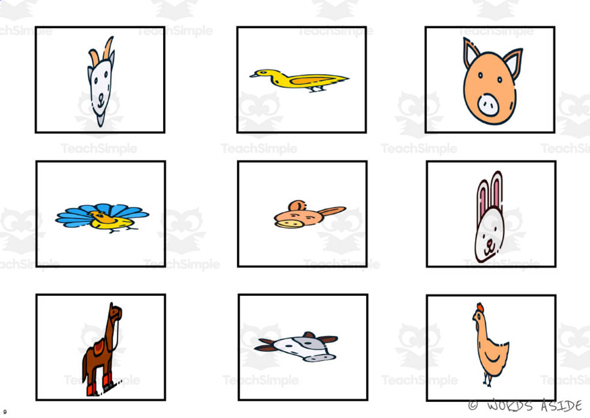 An educational teaching resource from WORDS ASIDE entitled Cognitive Perceptual Boards | Farm Animals Pack 3 downloadable at Teach Simple.