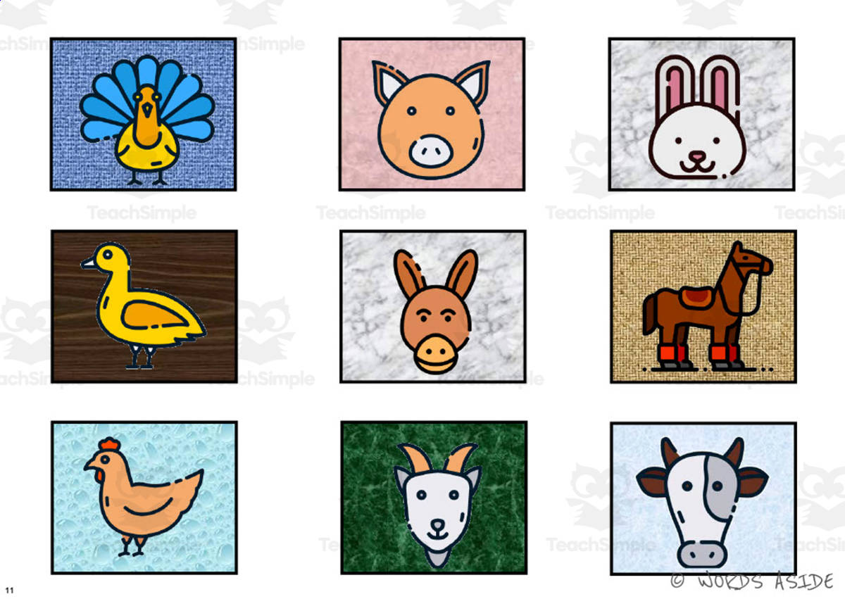 An educational teaching resource from WORDS ASIDE entitled Cognitive Perceptual Boards | Farm Animals Pack 4 downloadable at Teach Simple.