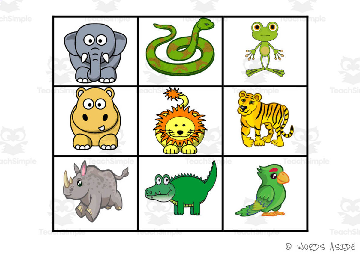An educational teaching resource from WORDS ASIDE entitled Cognitive Perceptual Boards | Jungle Animals Pack 1 downloadable at Teach Simple.