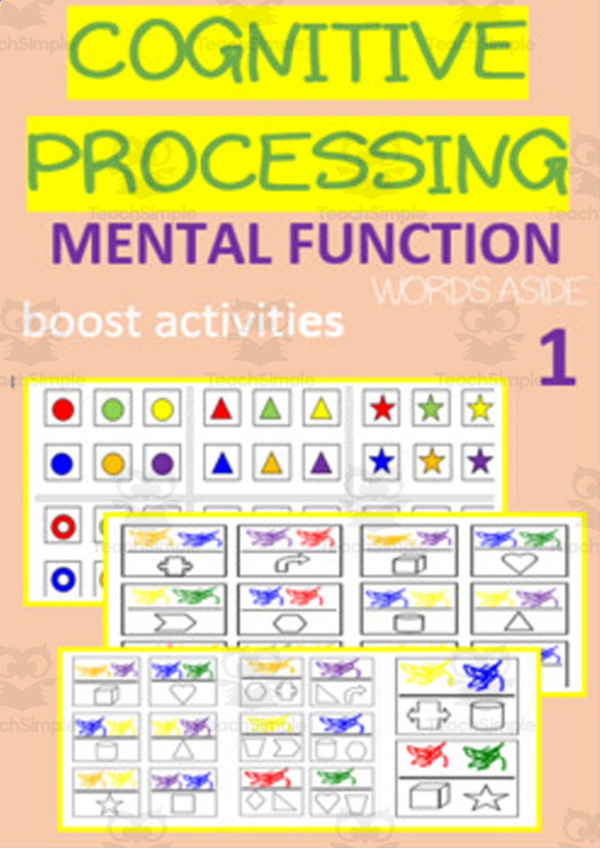 An educational teaching resource from WORDS ASIDE entitled COGNITIVE PROCESSING | MENTAL FUNCTION boost activities | 1 | downloadable at Teach Simple.