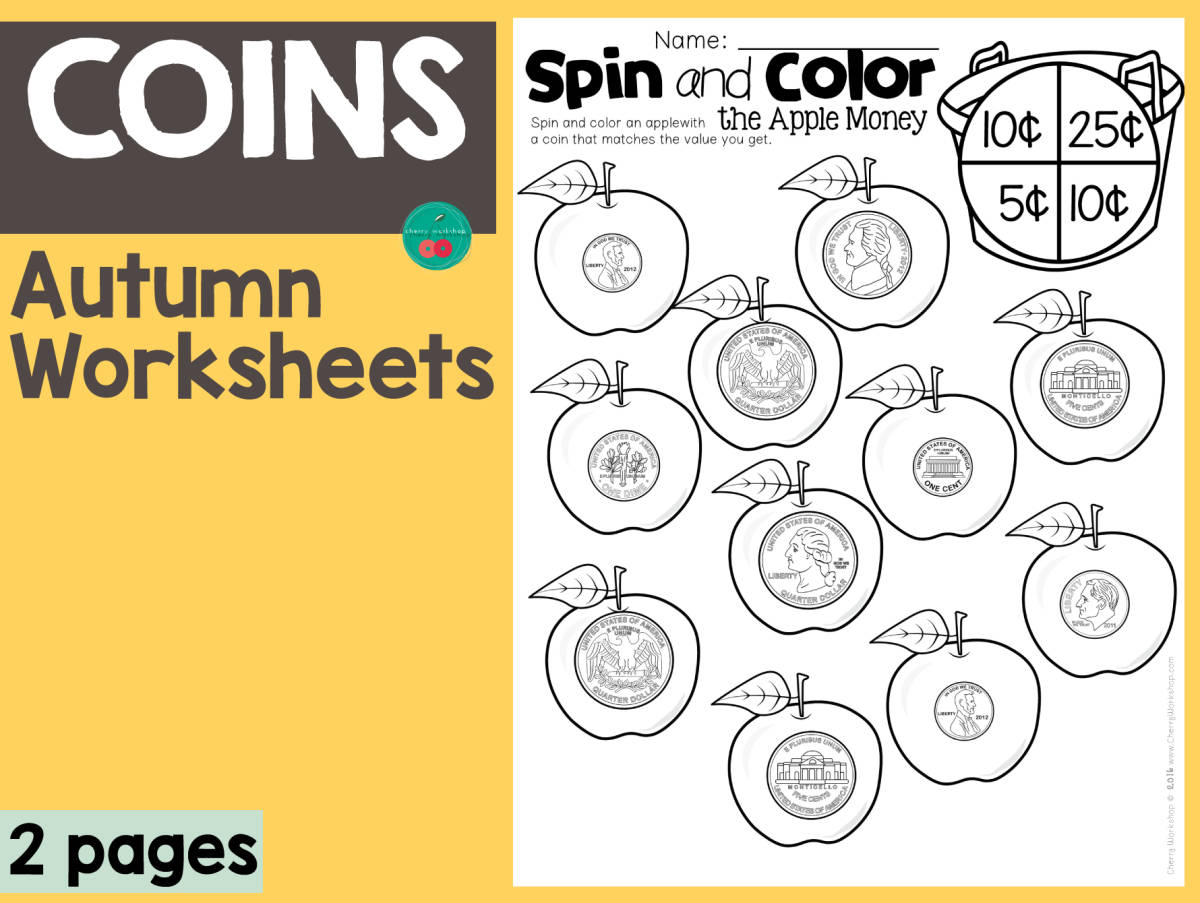 An educational teaching resource from Cherry Workshop entitled Coin Recognition downloadable at Teach Simple.