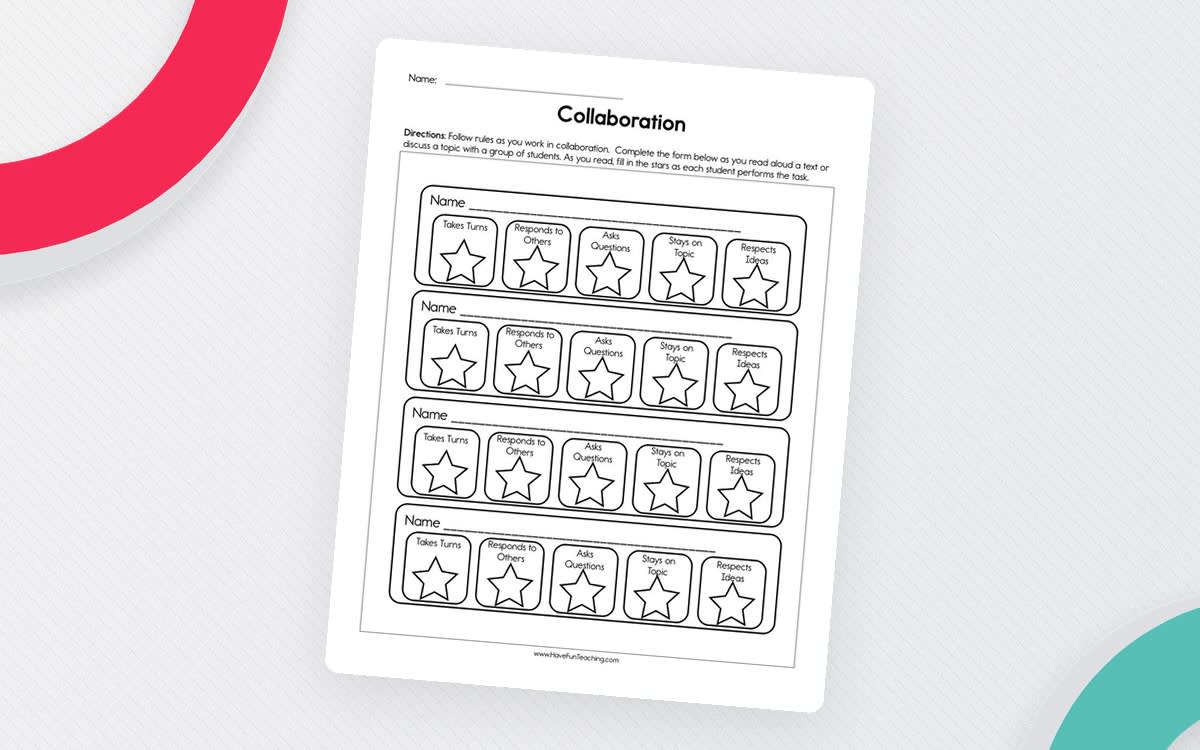 An educational teaching resource from Have Fun Teaching entitled Collaboration Worksheet downloadable at Teach Simple.