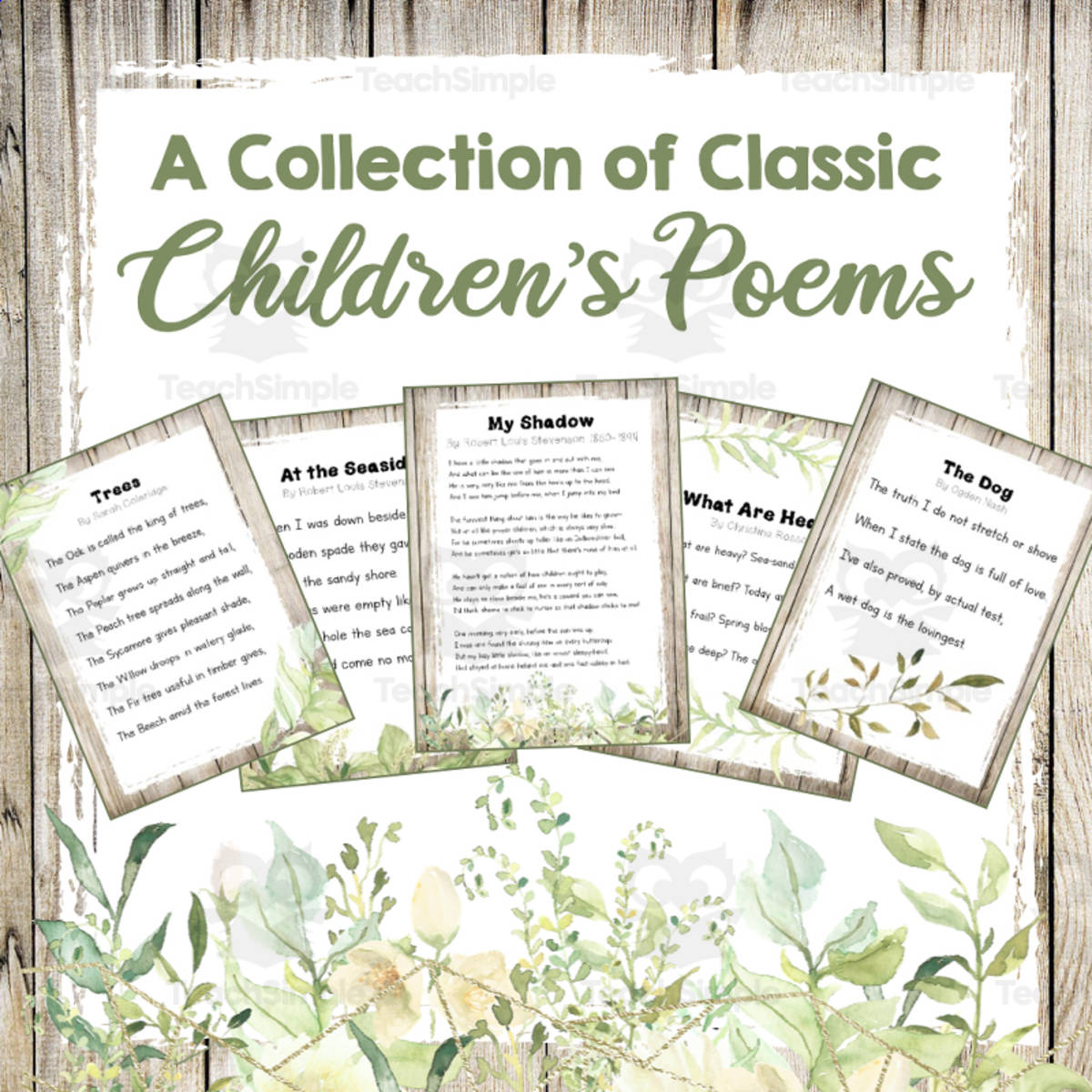An educational teaching resource from Simply Schoolgirl entitled Collection of Children's Poems downloadable at Teach Simple.
