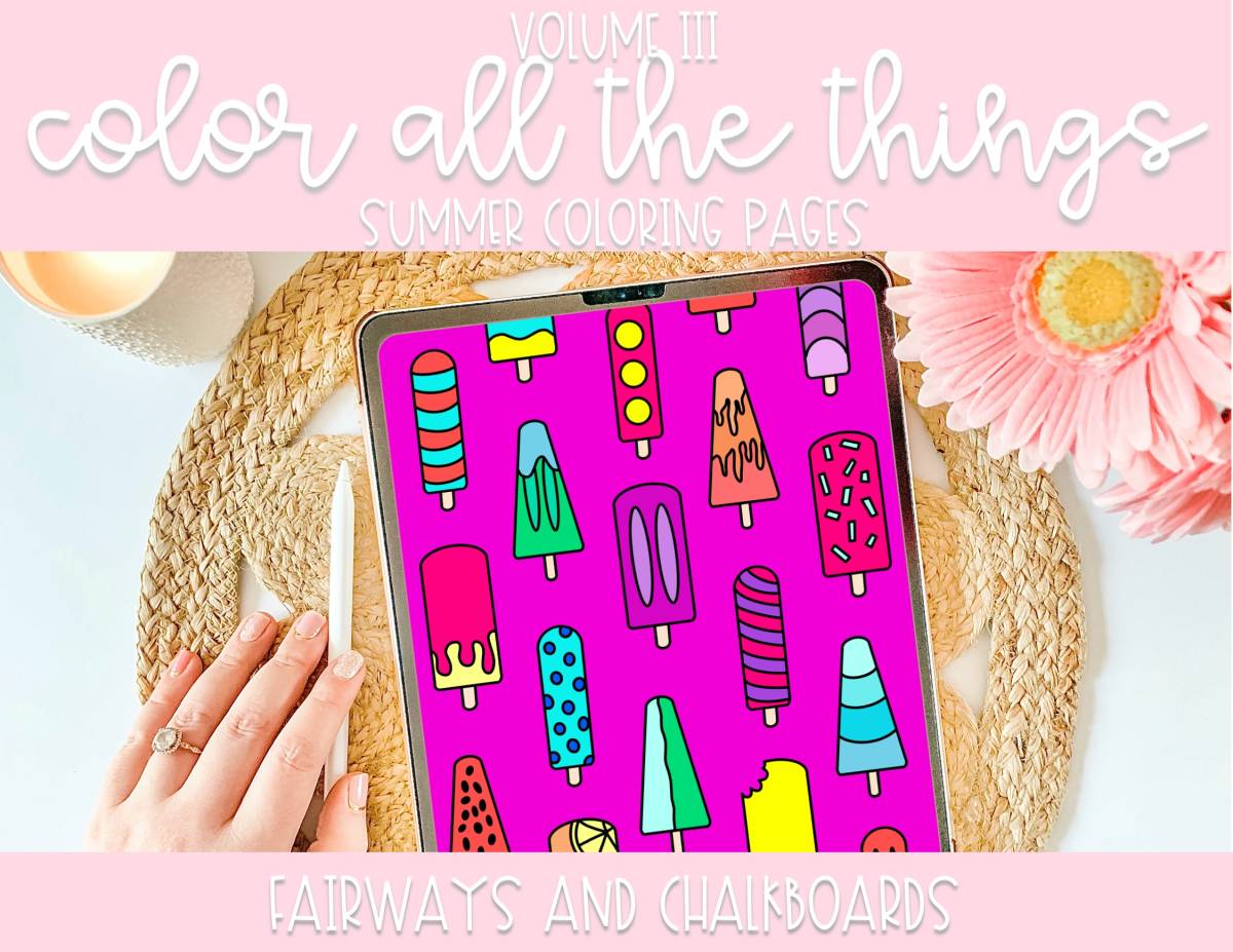 An educational teaching resource from Fairways and Chalkboards entitled Color ALL The Things Vlll: Summer Coloring Pages downloadable at Teach Simple.