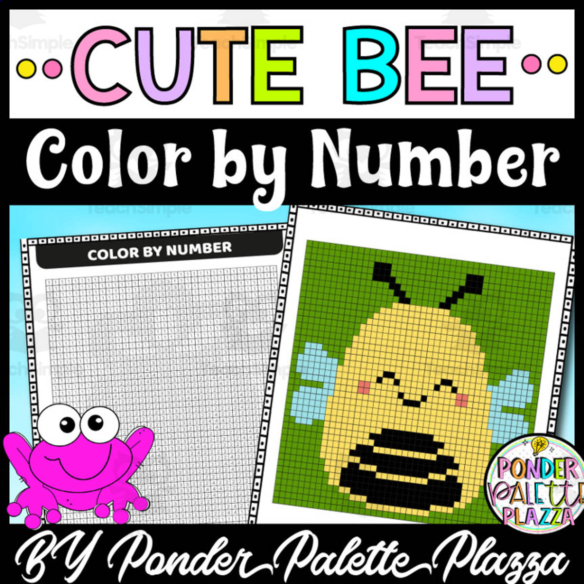 An educational teaching resource from Ponder Palette Plazza entitled Color by Number - A Bee: Keep 'Em Busy downloadable at Teach Simple.