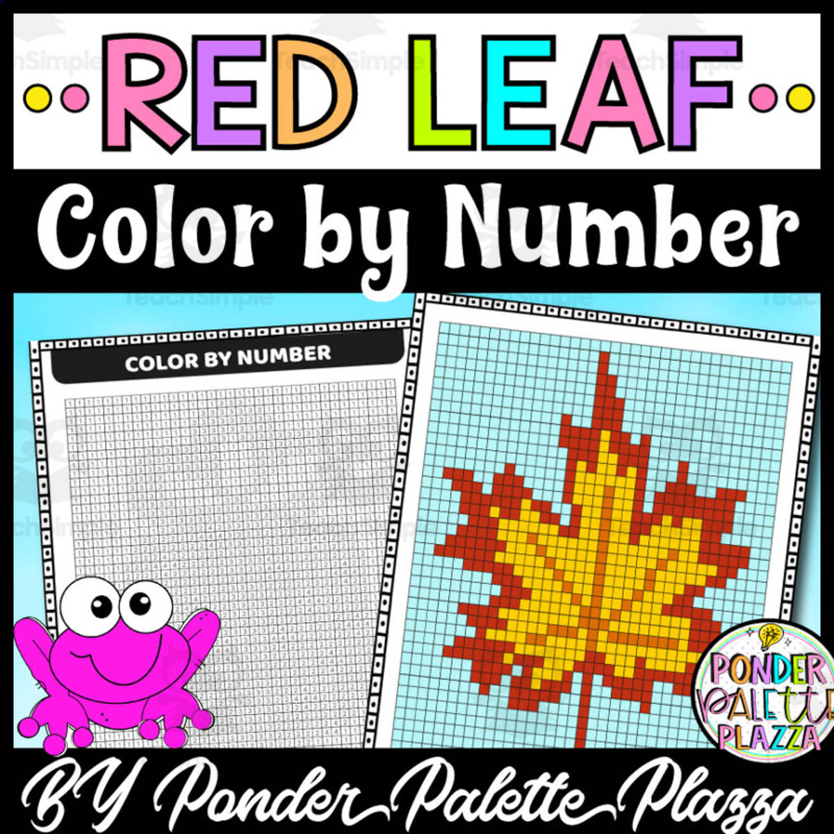 An educational teaching resource from Ponder Palette Plazza entitled Color By Number - Autumn Leaf - Coloring Activity downloadable at Teach Simple.