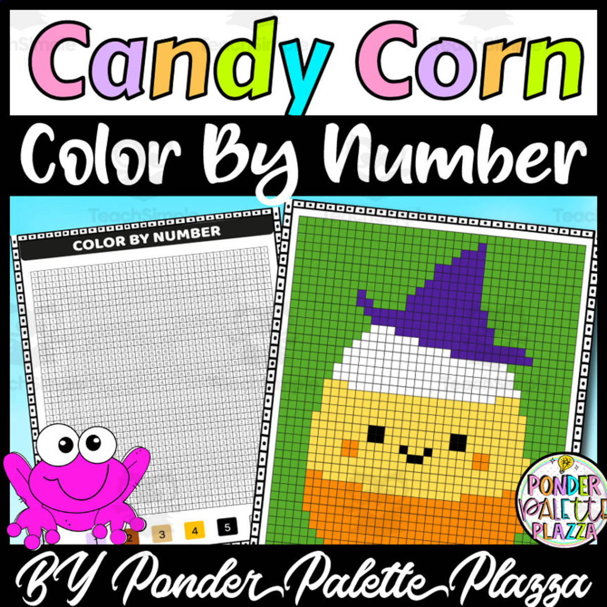 An educational teaching resource from Ponder Palette Plazza entitled Color By Number - Candy Corn Shape - Coloring Activity downloadable at Teach Simple.