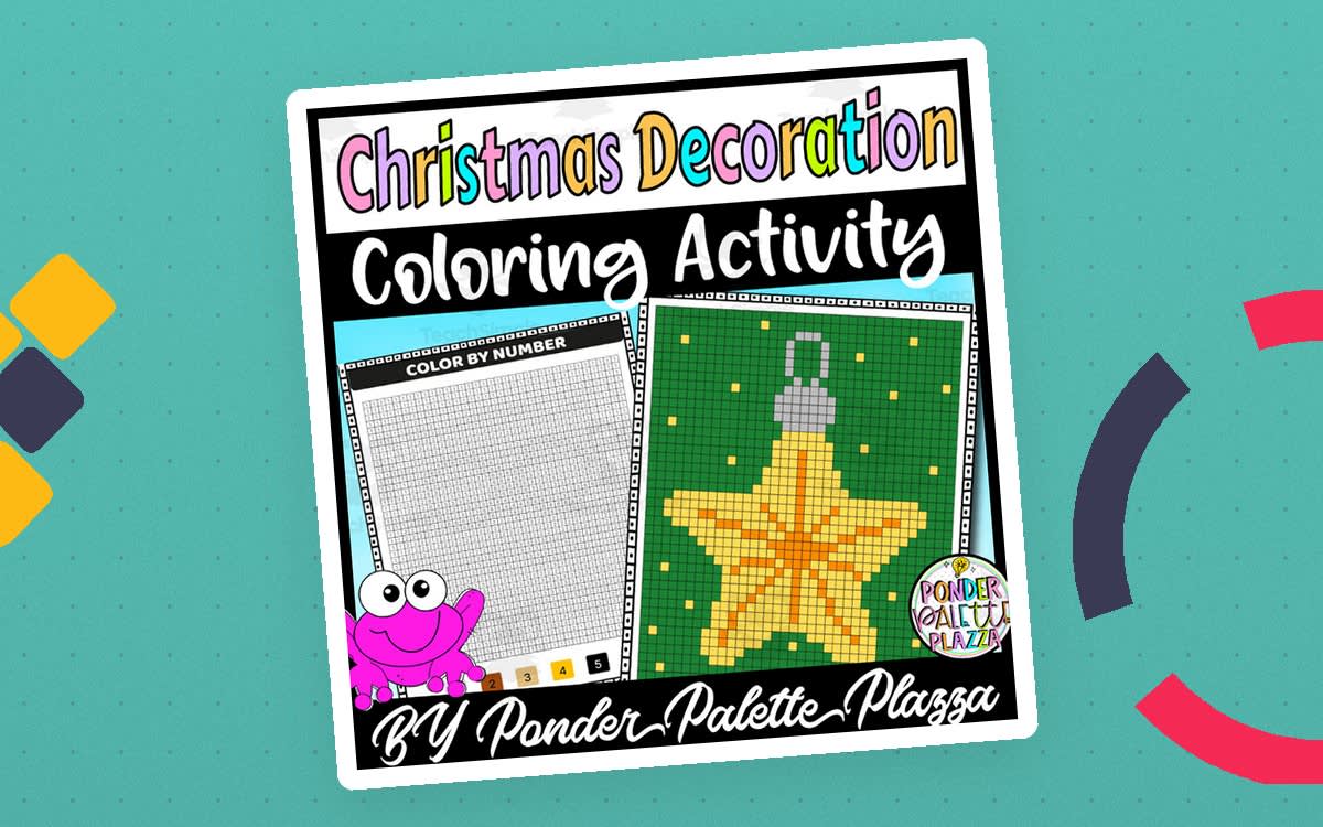 An educational teaching resource from Ponder Palette Plazza entitled Color By Number - Christmas Decoration - Coloring Activity downloadable at Teach Simple.