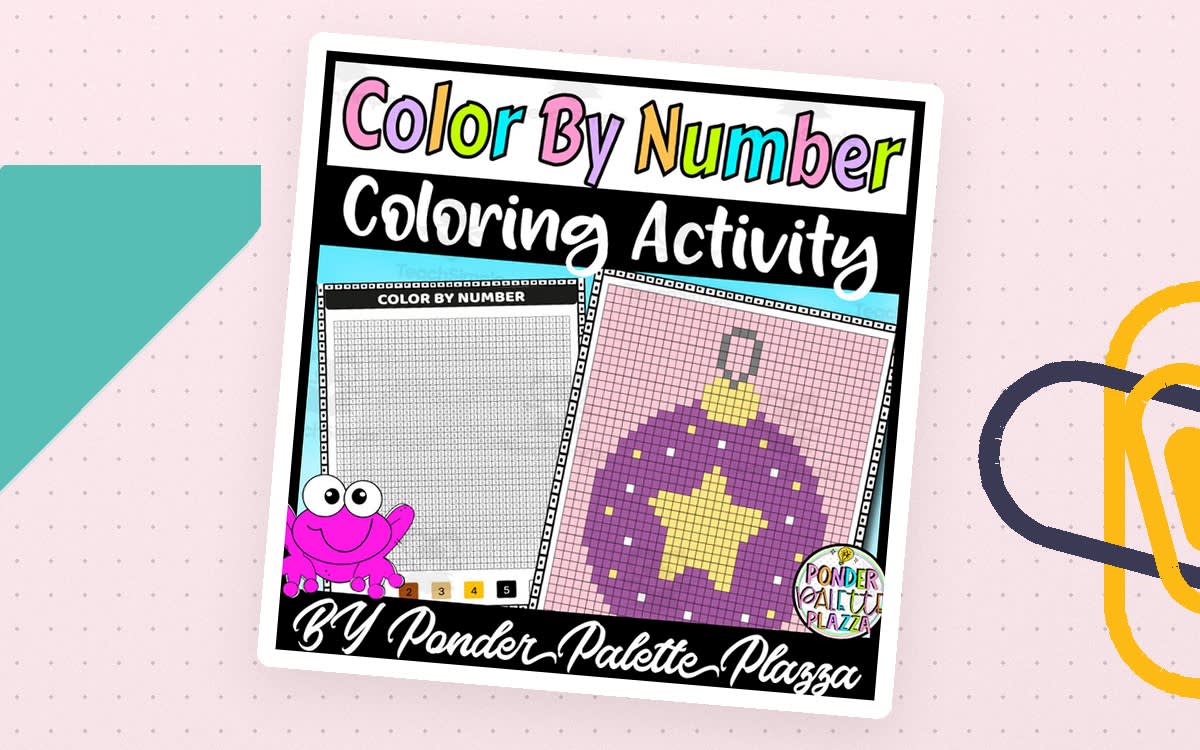 An educational teaching resource from Ponder Palette Plazza entitled Color By Number - Coloring Christmas bauble downloadable at Teach Simple.