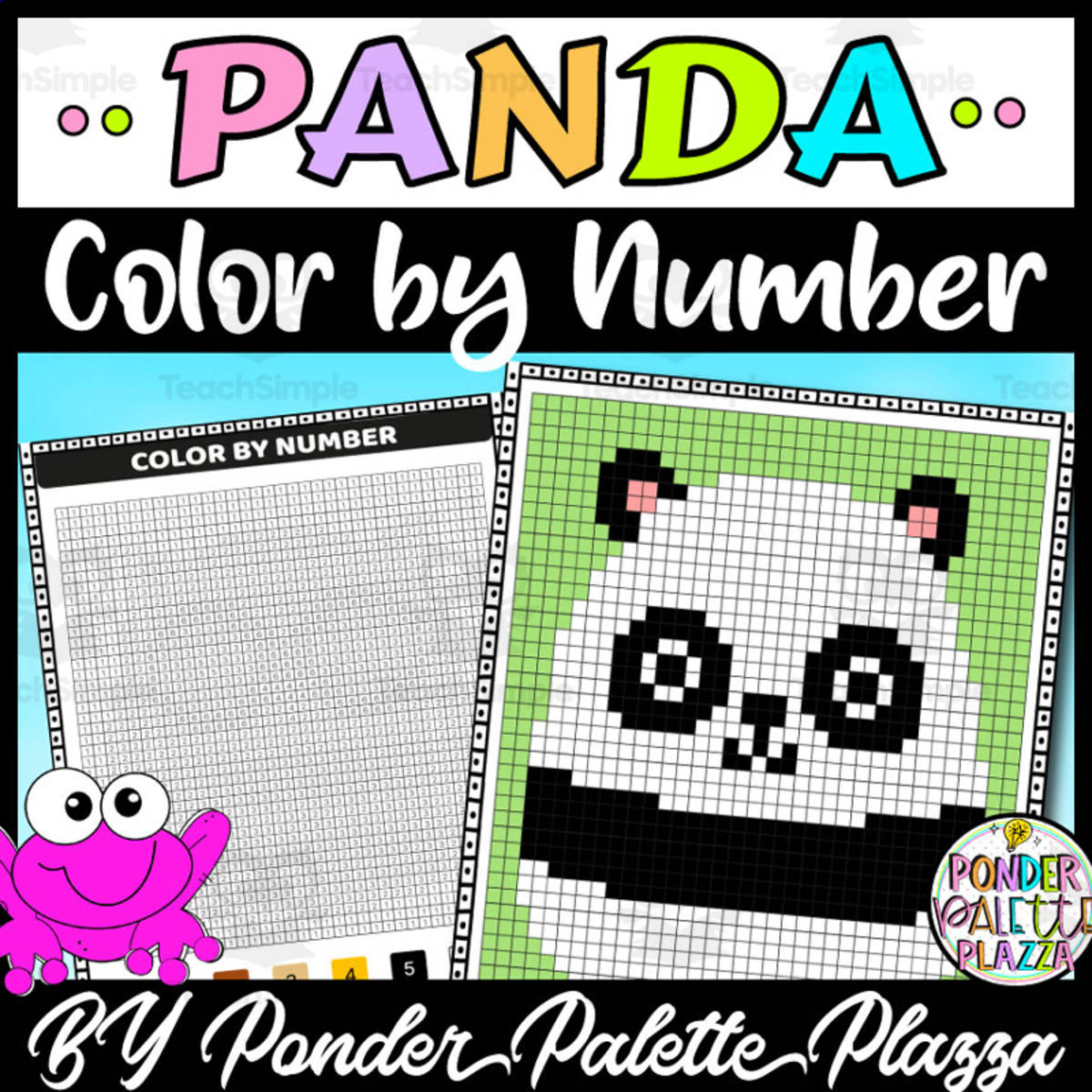 An educational teaching resource from Ponder Palette Plazza entitled Color By Number - Panda Shape - Coloring Activity downloadable at Teach Simple.