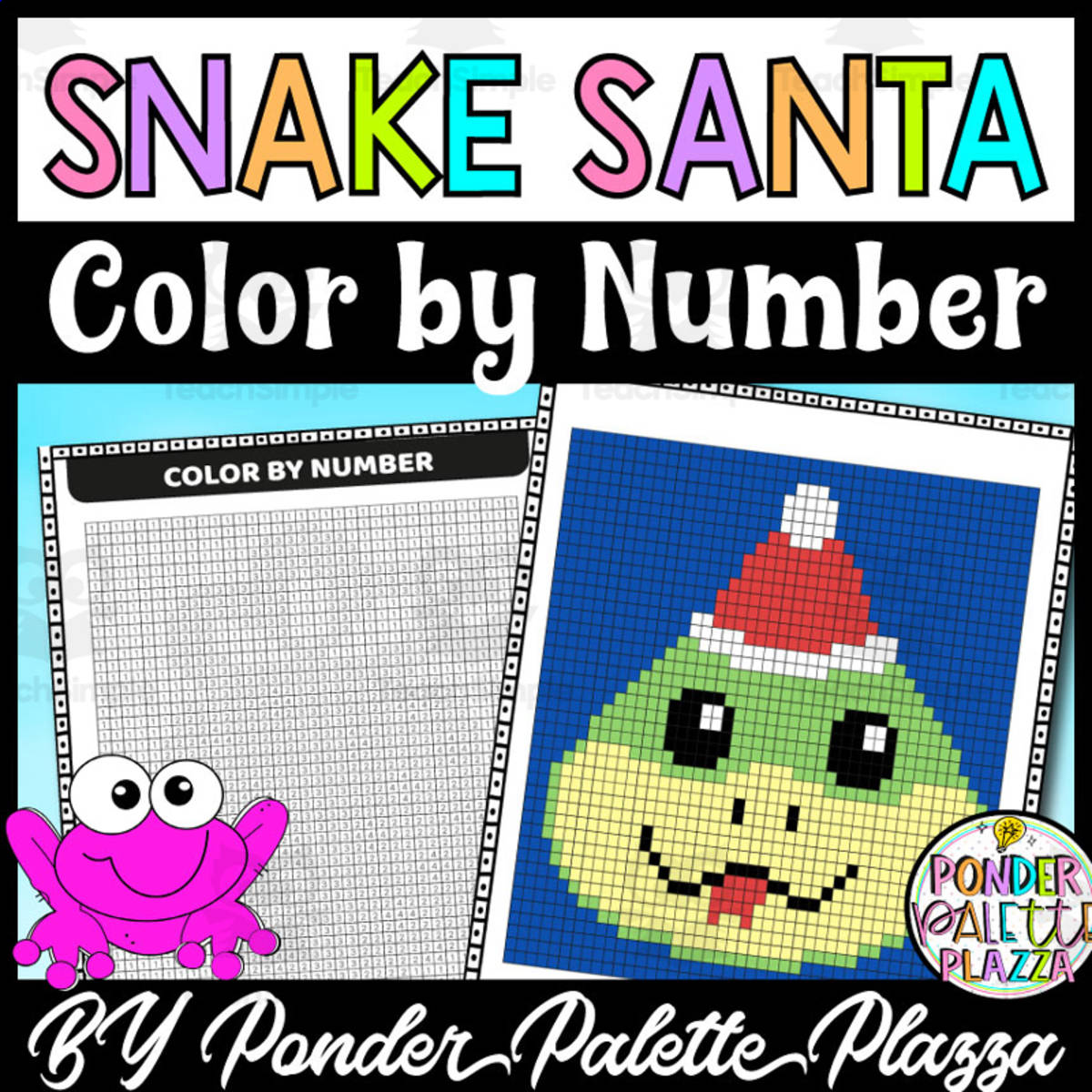 An educational teaching resource from Ponder Palette Plazza entitled Color by Number - Snake Santa: Keep 'Em Busy downloadable at Teach Simple.