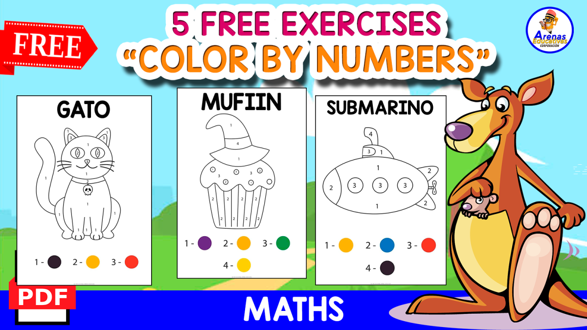 An educational teaching resource from EDITORIAL LAURA EDUCA entitled COLOR BY NUMBERS | 5 FREE IMAGES downloadable at Teach Simple.