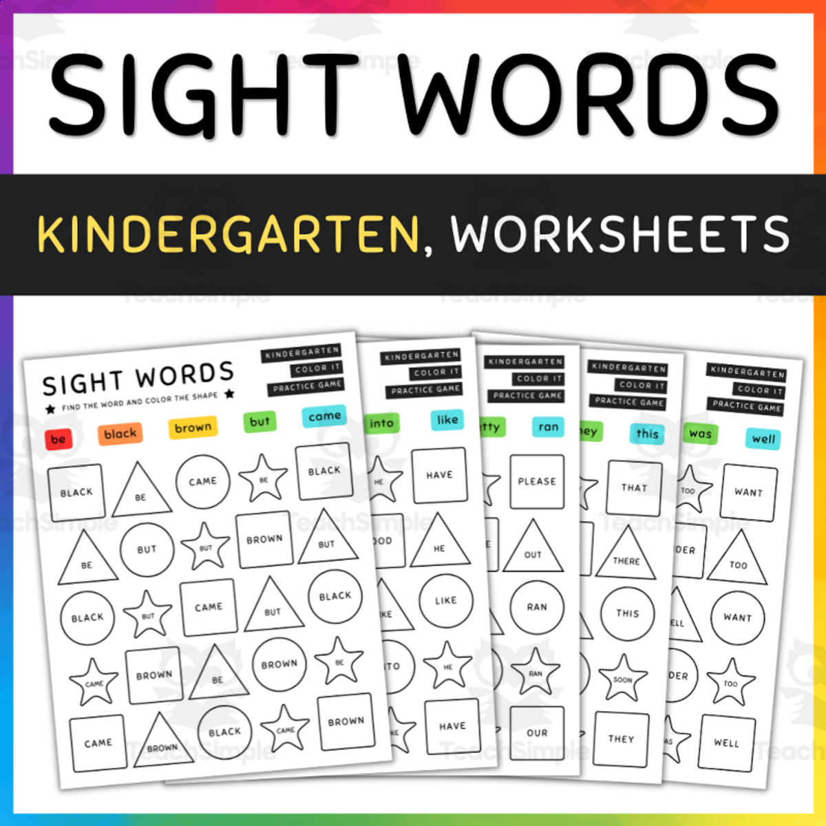 An educational teaching resource from TeacherYouWant entitled Color by Sight Word Practice Game, Primer - SET 8 downloadable at Teach Simple.