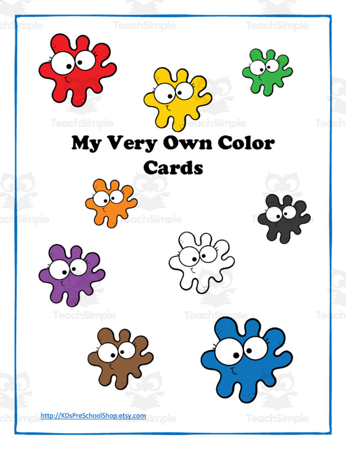An educational teaching resource from KD's Kids School Shop entitled Color Cards Activity Packet downloadable at Teach Simple.