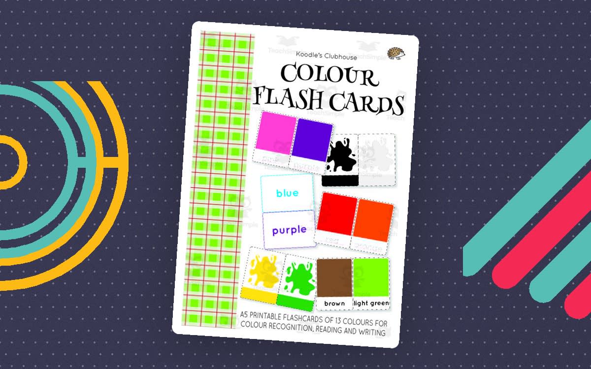An educational teaching resource from Koodles Clubhouse entitled Color Flash Cards downloadable at Teach Simple.