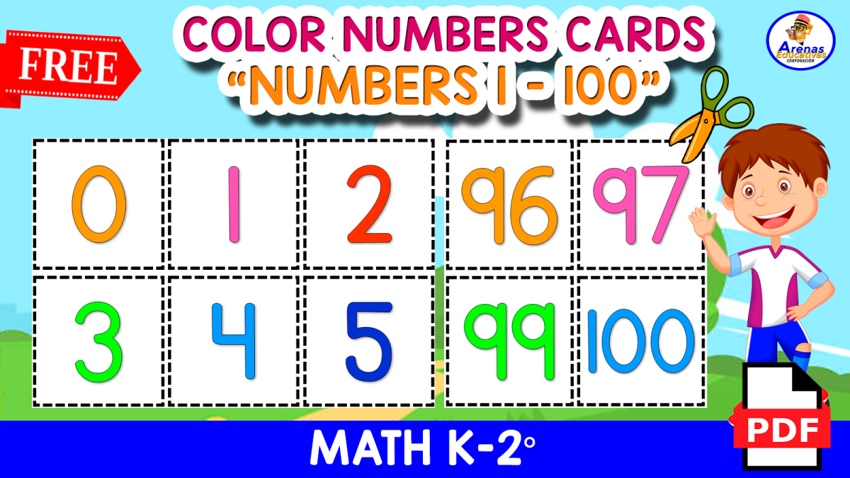 An educational teaching resource from EDITORIAL LAURA EDUCA entitled COLOR FLASHCARDS NUMBERS 1 TO 100 - Cut Out Theme downloadable at Teach Simple.