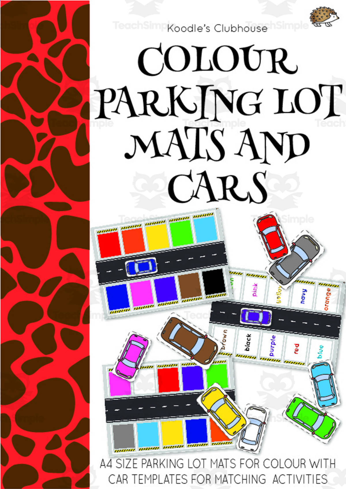 An educational teaching resource from Koodles Clubhouse entitled Color Parking lot Matching Activity downloadable at Teach Simple.