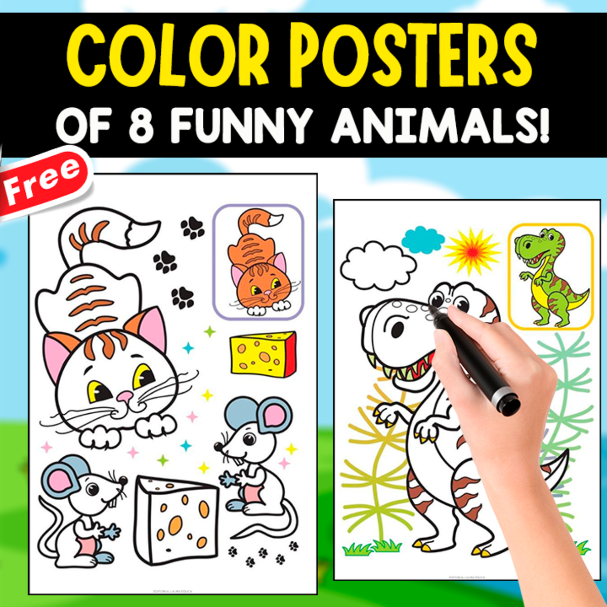 An educational teaching resource from EDITORIAL LAURA EDUCA entitled COLOR PICTURES | 8 PICTURES OF ANIMALS downloadable at Teach Simple.