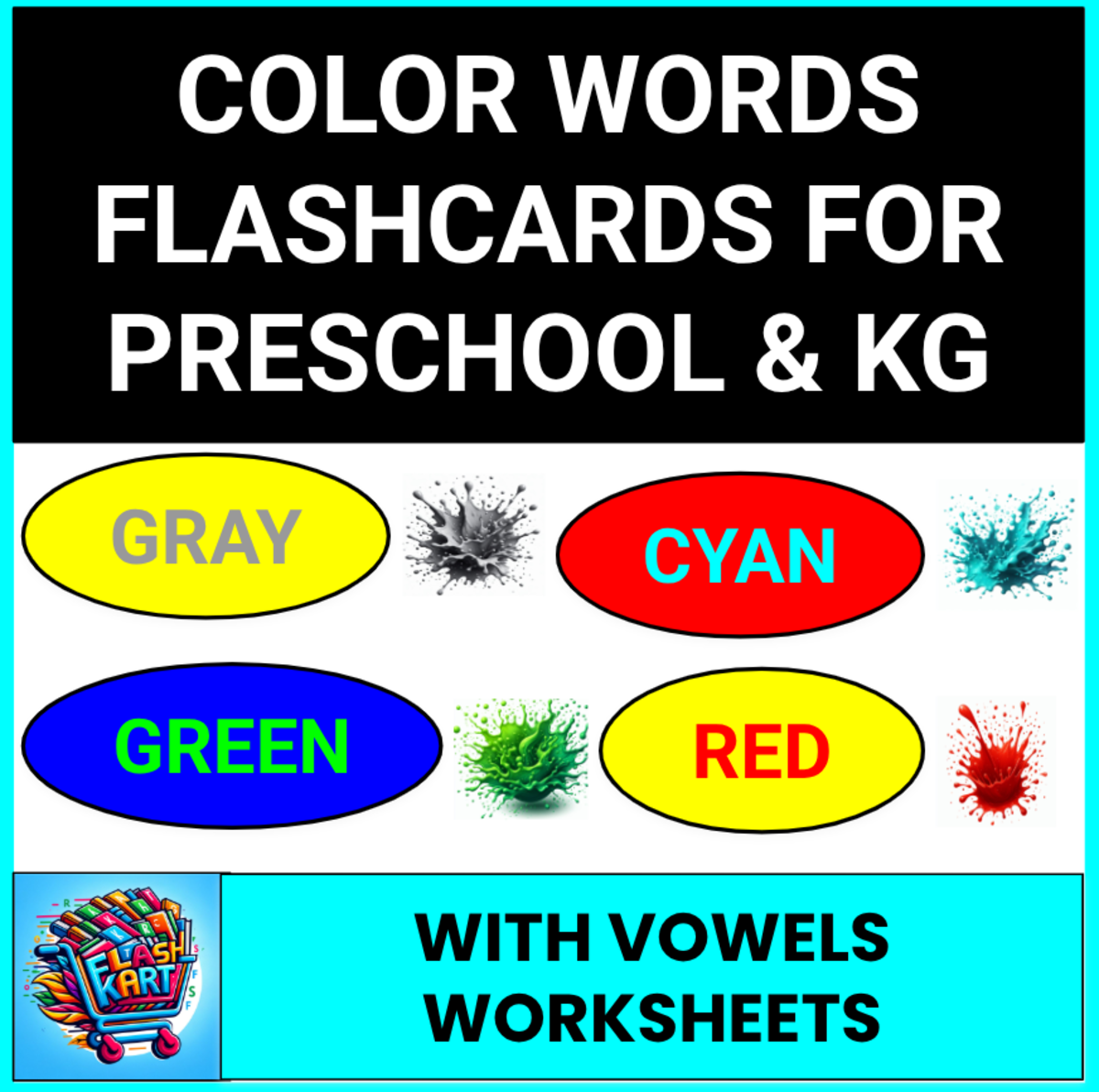 An educational teaching resource from FlashKart entitled Color Words Flashcards for Preschool, Kindergarten, & Montessori downloadable at Teach Simple.