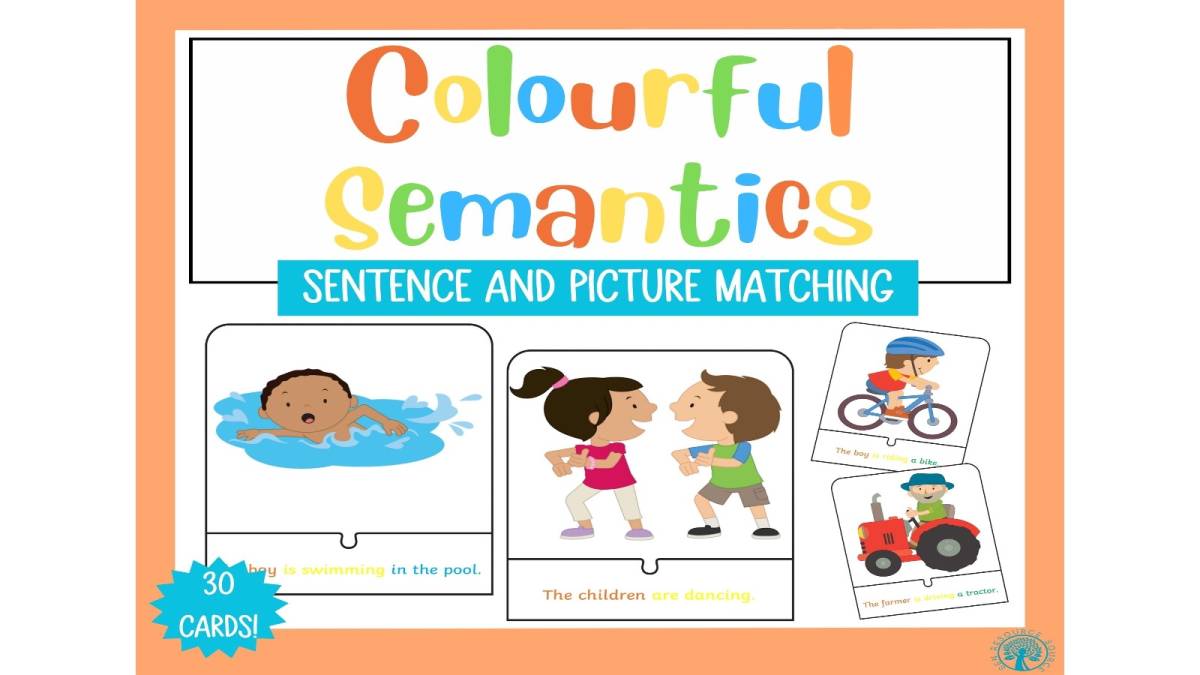 An educational teaching resource from SEN Resource Source entitled Colorful Semantics Sentence and Picture Jigsaw Match downloadable at Teach Simple.