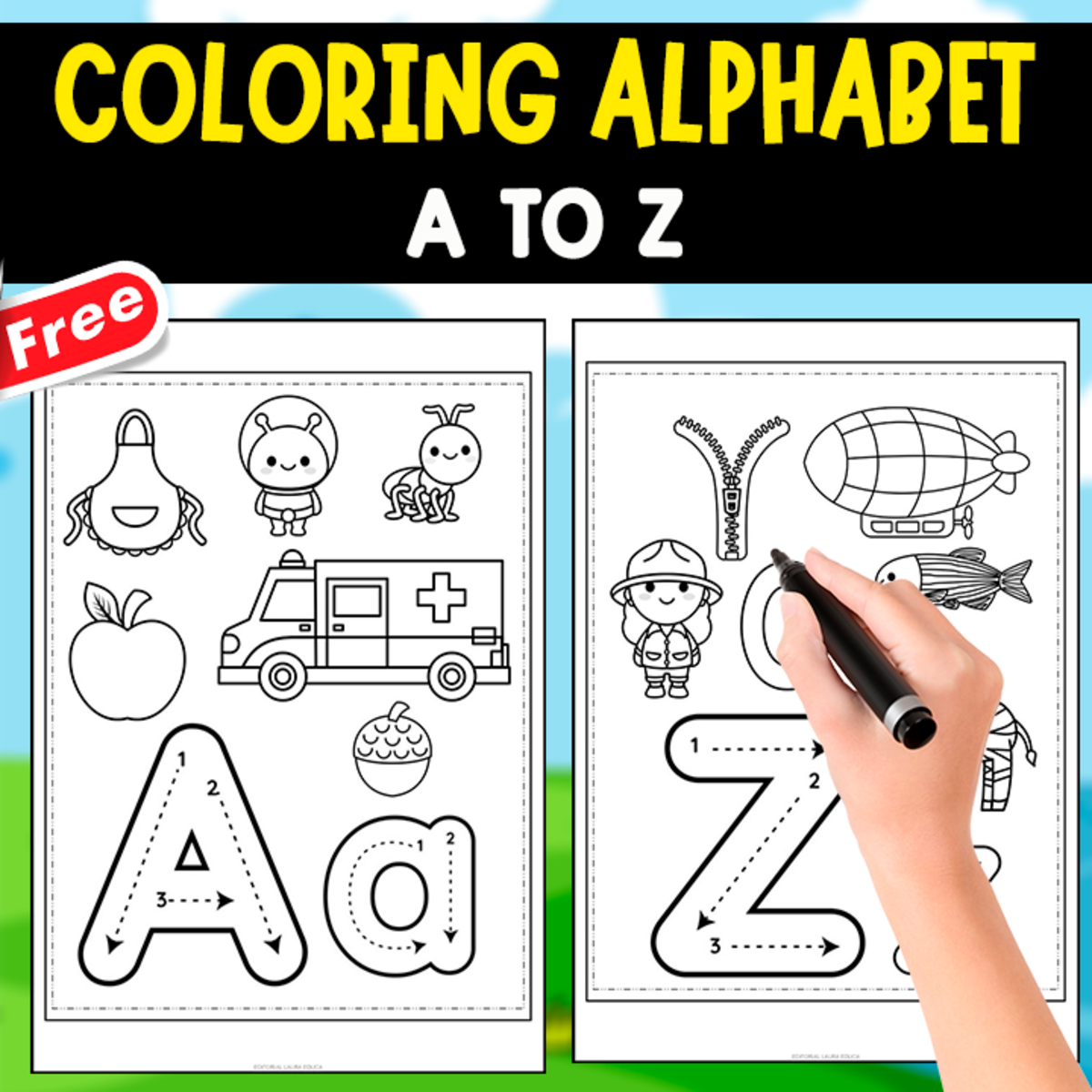An educational teaching resource from EDITORIAL LAURA EDUCA entitled COLORING ALPHABET MINIBOOK | A TO Z downloadable at Teach Simple.