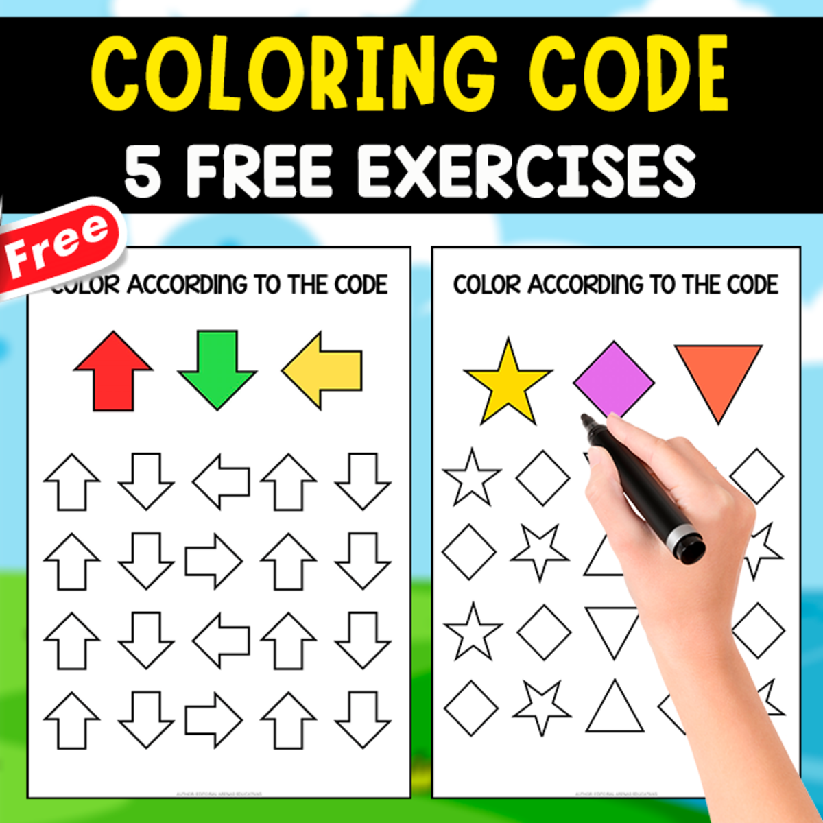An educational teaching resource from EDITORIAL LAURA EDUCA entitled COLORING CODE EXERCISES | 5 FREE PAGES downloadable at Teach Simple.