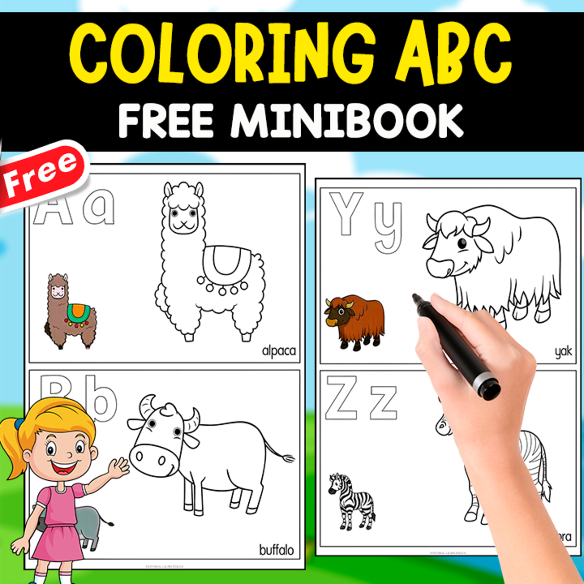 An educational teaching resource from EDITORIAL LAURA EDUCA entitled COLORING THE ABC | FREE MINIBOOK FOR KIDS downloadable at Teach Simple.
