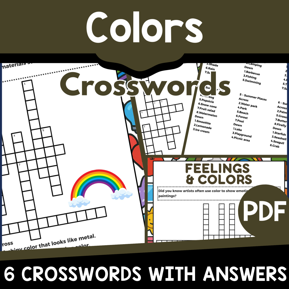 An educational teaching resource from Cored Education entitled Colors Crosswords (PDF) downloadable at Teach Simple.