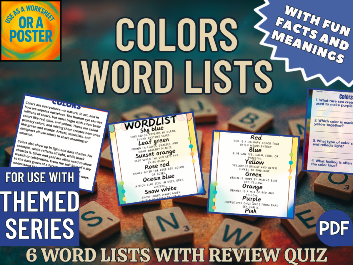 An educational teaching resource from Cored Education entitled Colors Word List Posters (PDF) downloadable at Teach Simple.