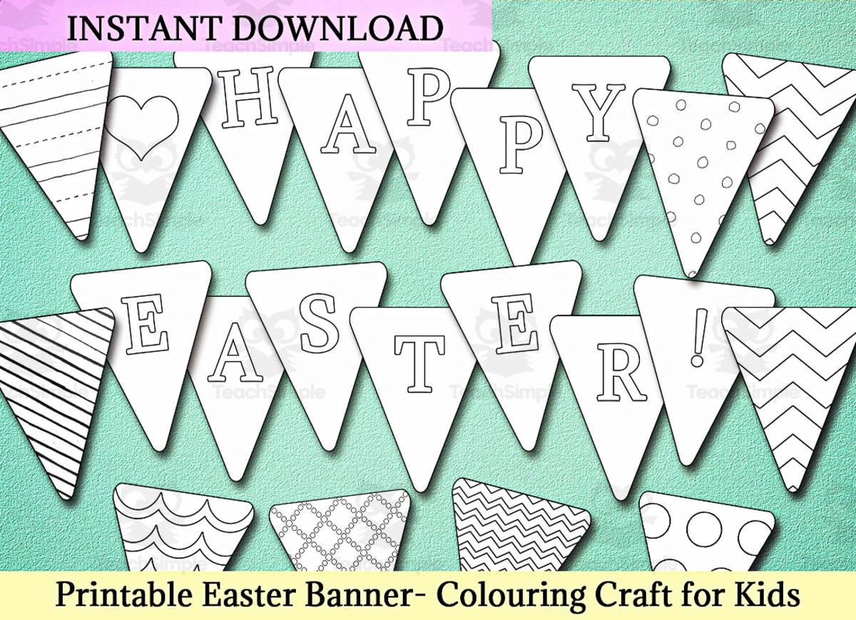 An educational teaching resource from Forever June Digital Design entitled Colourable Easter Banner downloadable at Teach Simple.
