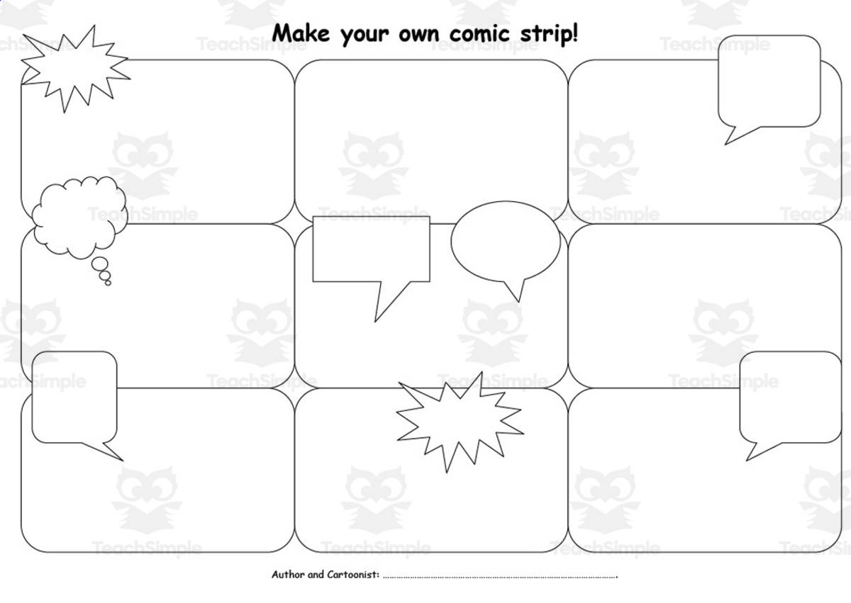 An educational teaching resource from Elementary Resources 4 U entitled Comic Strip Template – 9-Panel Layout downloadable at Teach Simple.