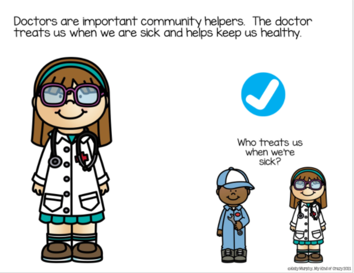 An educational teaching resource from My Kind of Crazy entitled Community Helpers: Doctors  Adapted Book - Google Slides downloadable at Teach Simple.