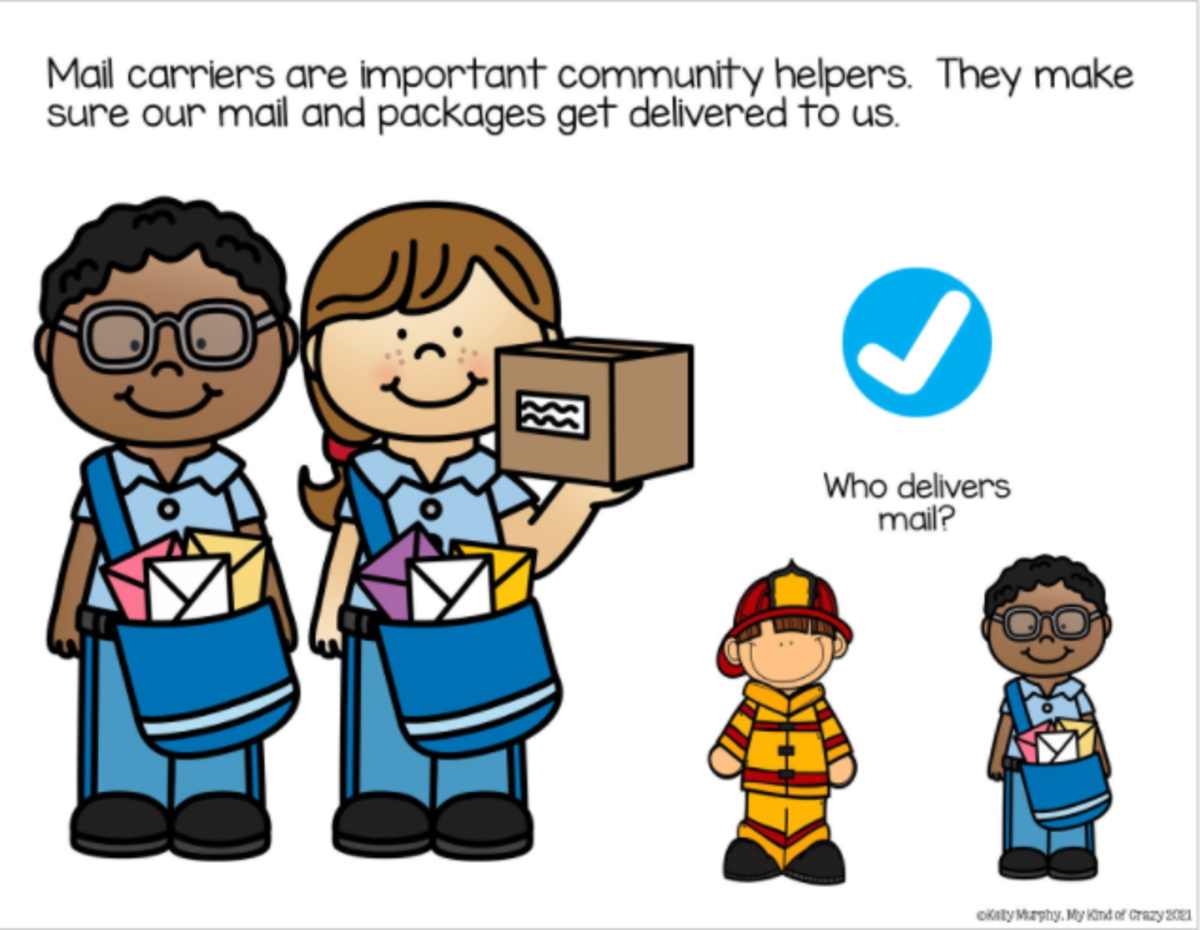 An educational teaching resource from My Kind of Crazy entitled Community Helpers: Mail Carriers Adapted Book - Google Slides downloadable at Teach Simple.