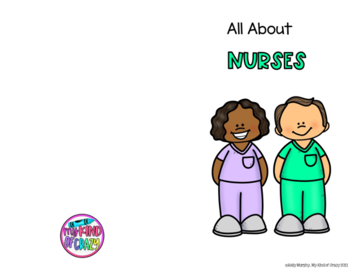 An educational teaching resource from My Kind of Crazy entitled Community Helpers Nurses Adapted Book, Printable, Color and BW downloadable at Teach Simple.