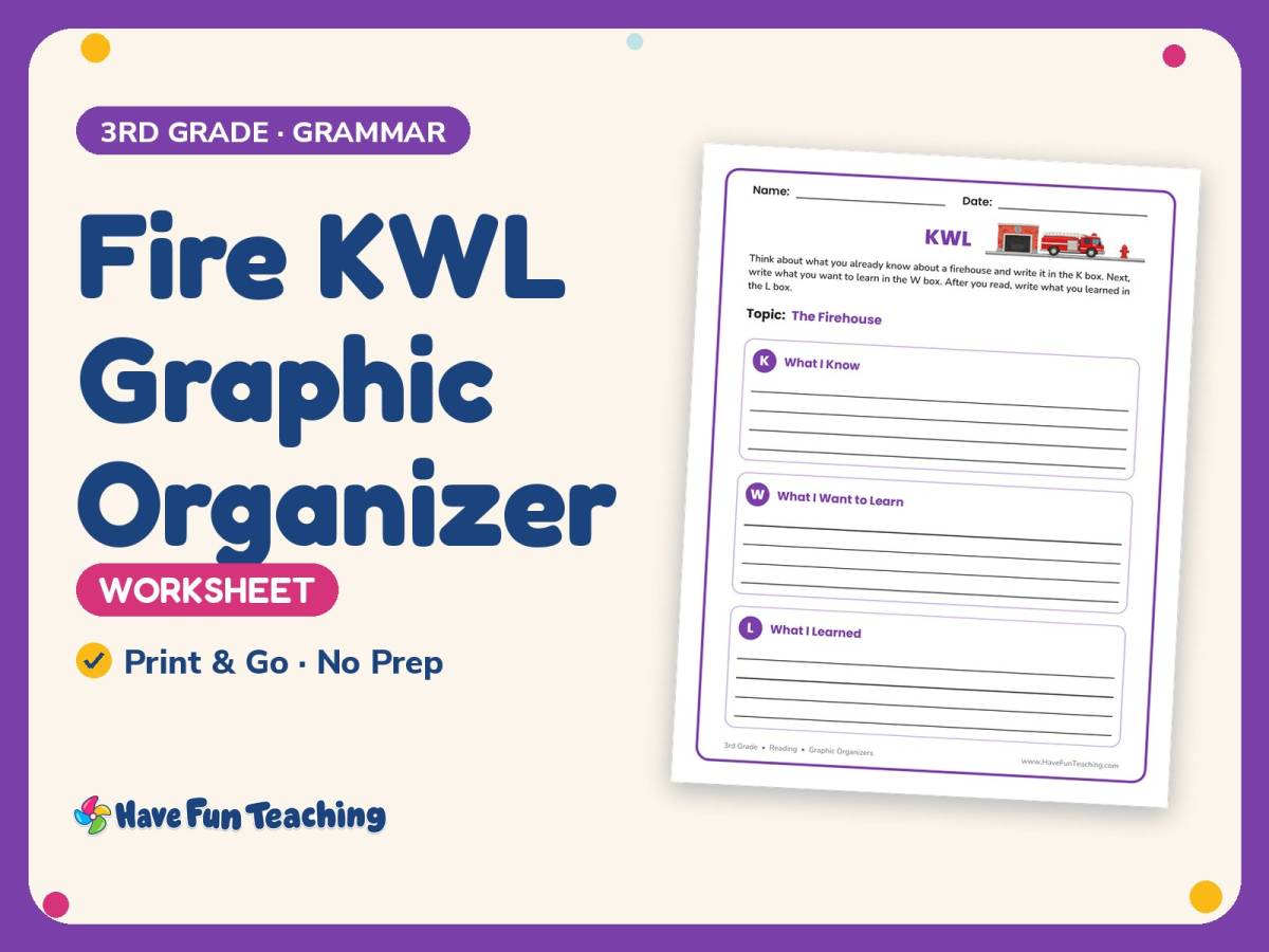 Community Worksheet: Fire KWL Graphic Organizer – 3rd Grade Practice preview