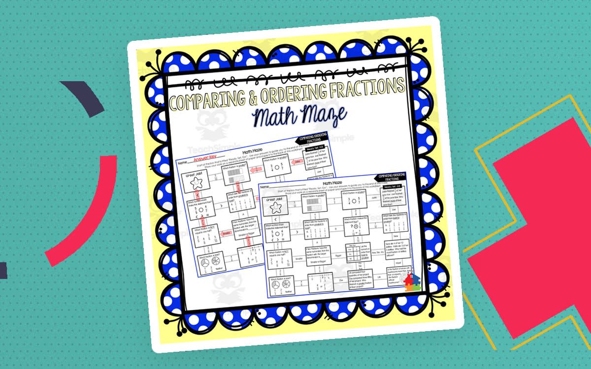 An educational teaching resource from Teachers R Us Homeschool entitled Comparing & Ordering Fractions Math Maze downloadable at Teach Simple.