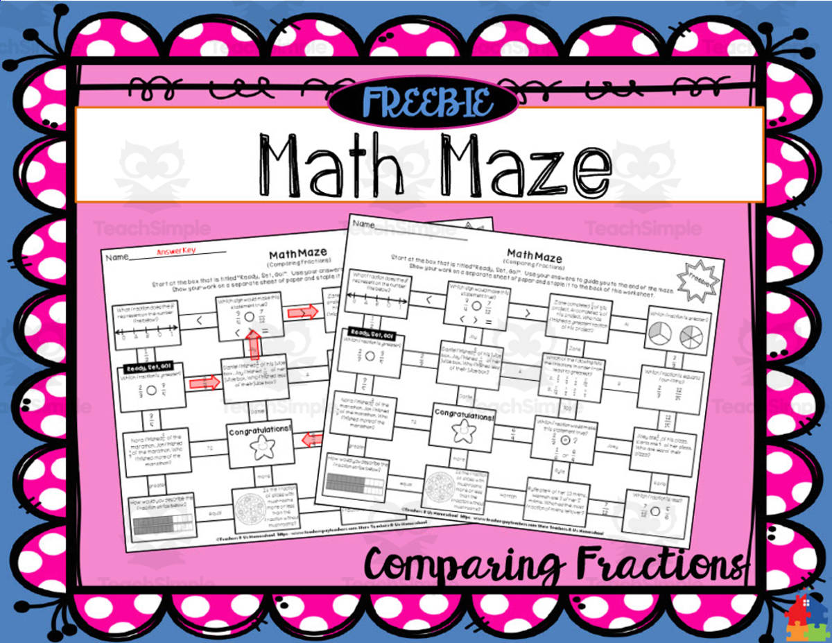 An educational teaching resource from Teachers R Us Homeschool entitled Comparing Fractions Math Maze downloadable at Teach Simple.