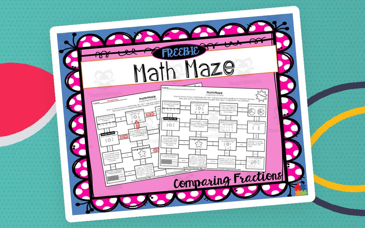 An educational teaching resource from Teachers R Us Homeschool entitled Comparing Fractions Math Maze downloadable at Teach Simple.