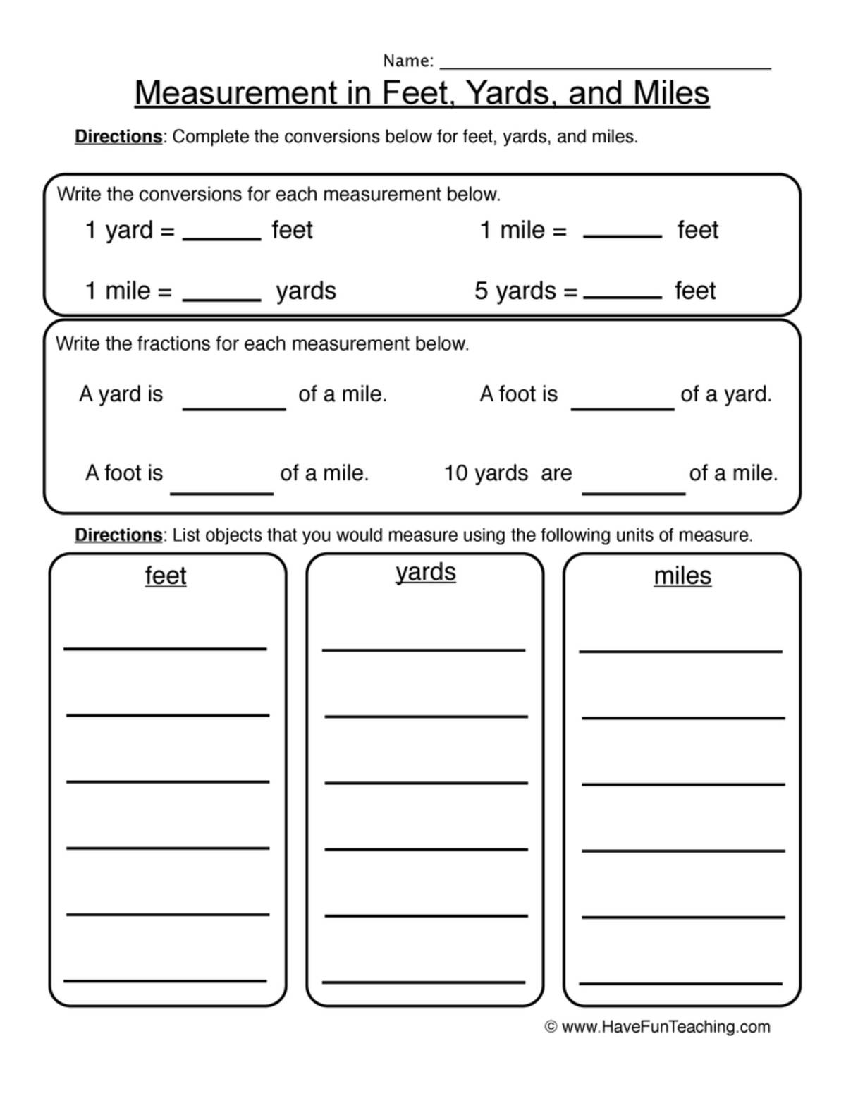 An educational teaching resource from Have Fun Teaching entitled Comparing Measurements Worksheet downloadable at Teach Simple.