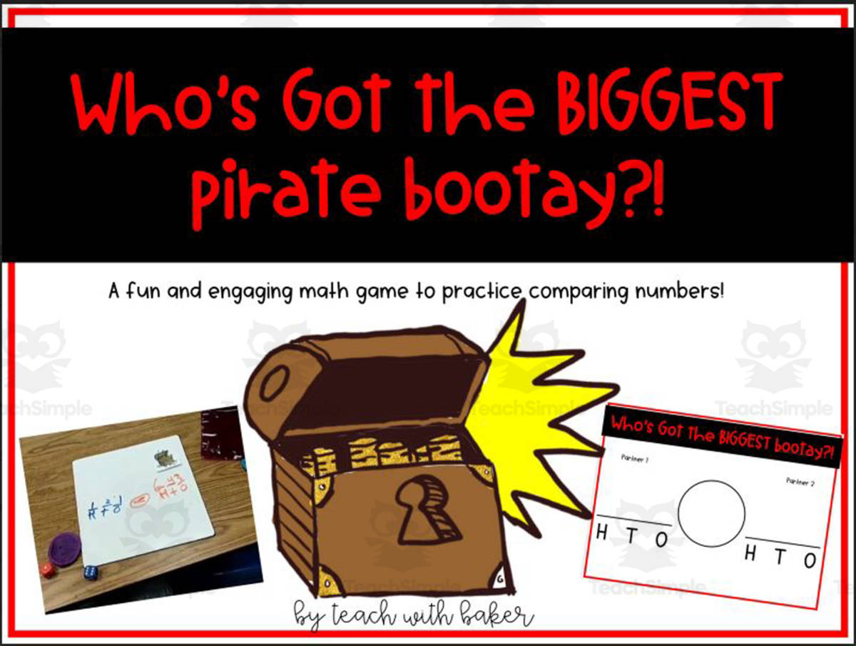 An educational teaching resource from Teach With Baker entitled Comparing Numbers: Pirate Bootay downloadable at Teach Simple.