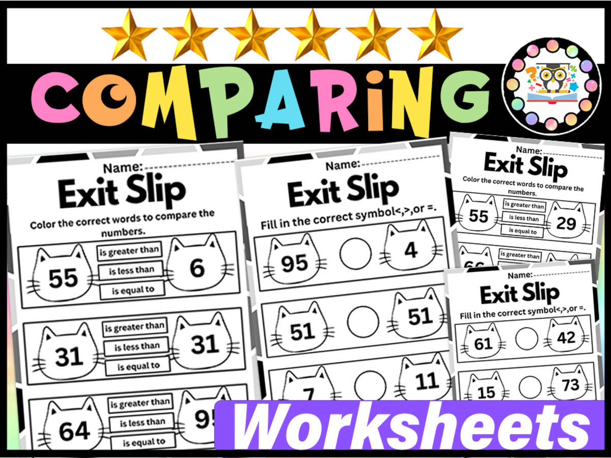 An educational teaching resource from LAMO entitled Comparing Numbers Worksheets Greater than Less than Equal downloadable at Teach Simple.