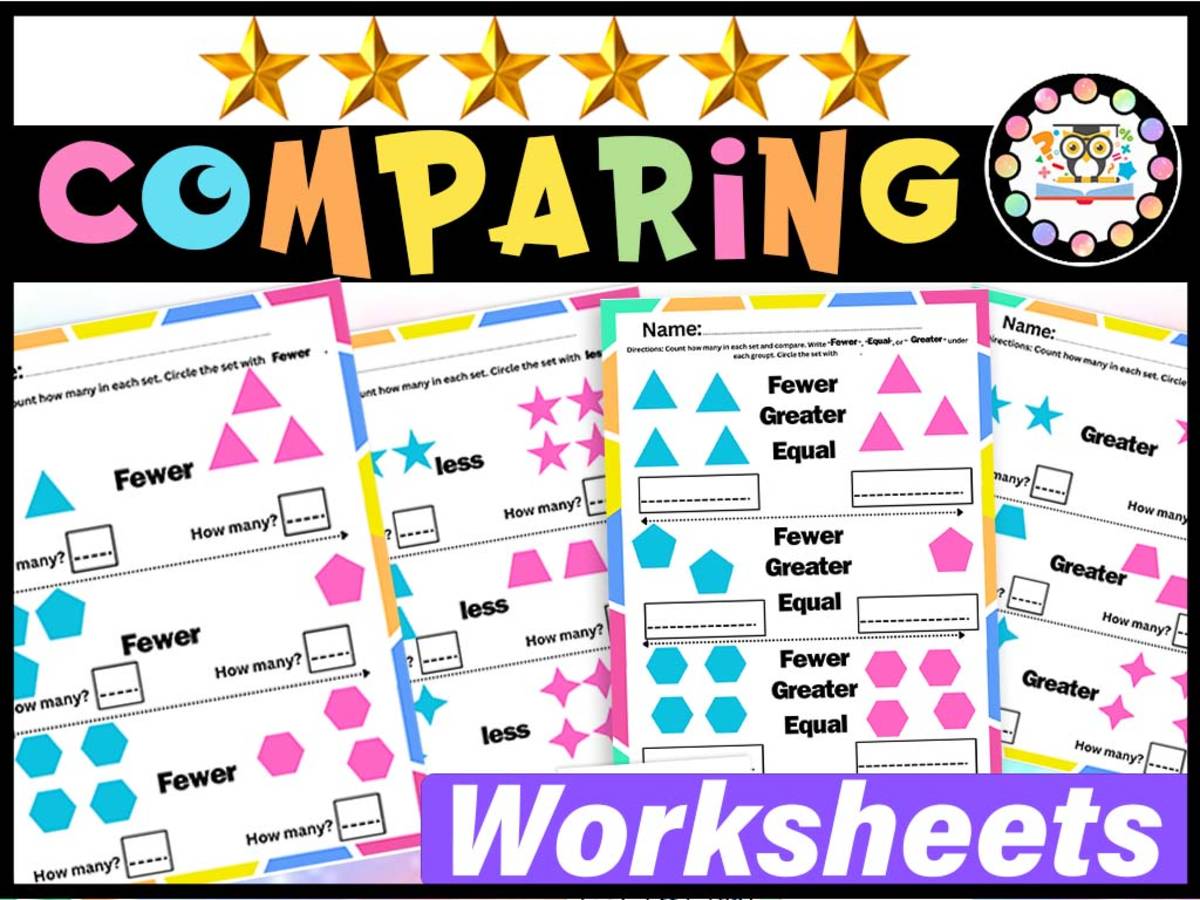An educational teaching resource from LAMO entitled Comparing Numbers Worksheets - More, Less, Same As, Equal Math downloadable at Teach Simple.