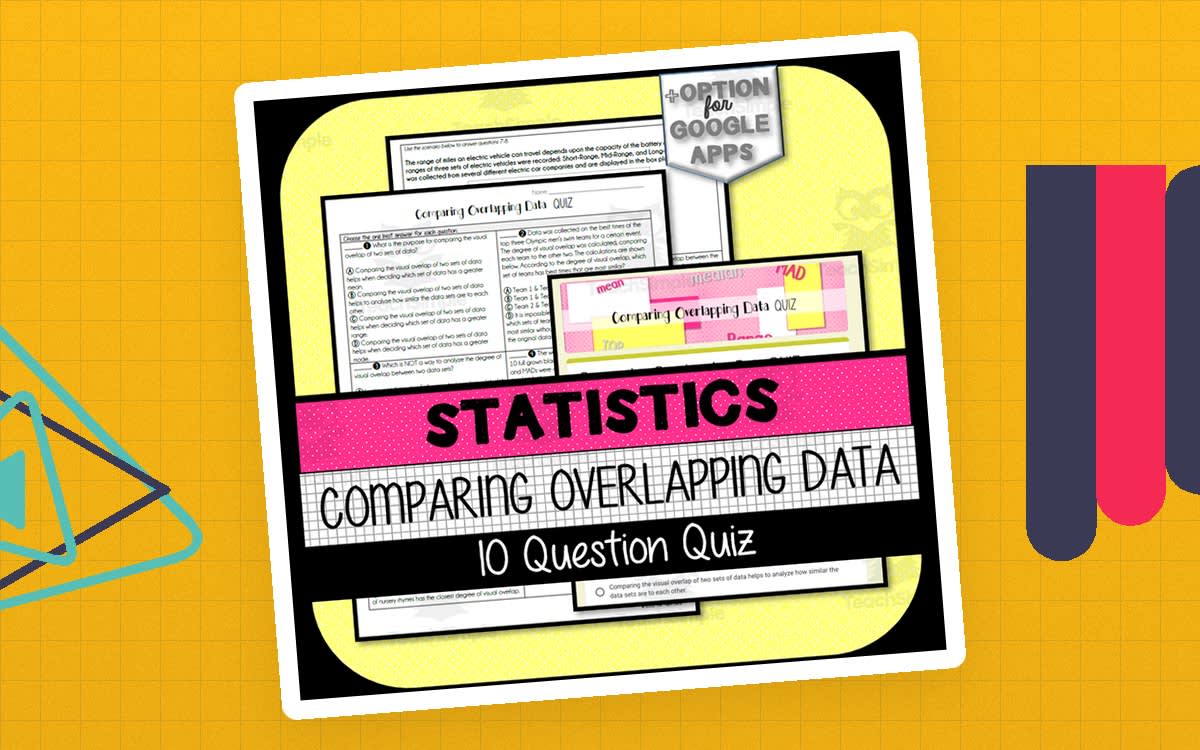 An educational teaching resource from The Math Cafe entitled Comparing Overlapping Data QUIZ downloadable at Teach Simple.