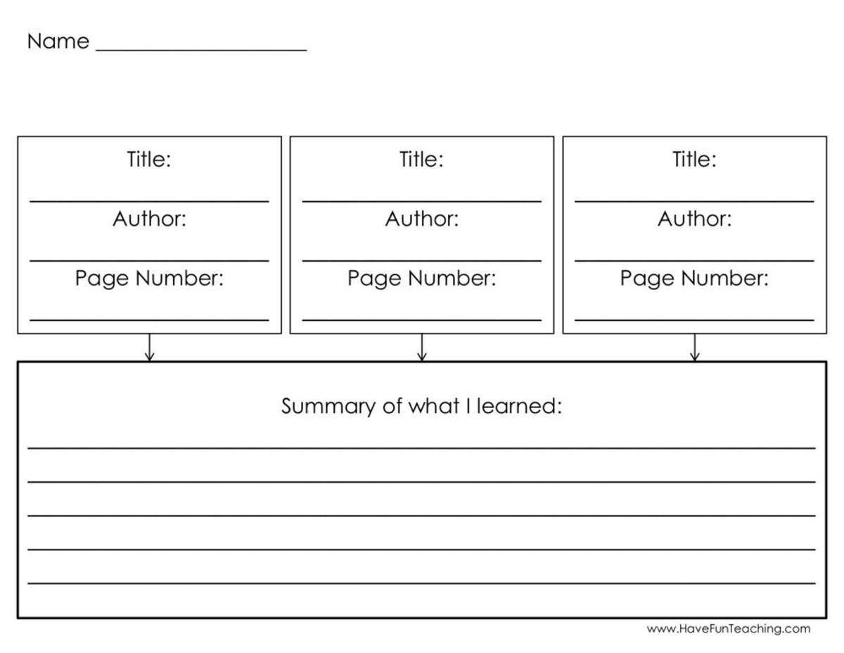An educational teaching resource from Have Fun Teaching entitled Comparing Three Texts Graphic Organizer Worksheet downloadable at Teach Simple.