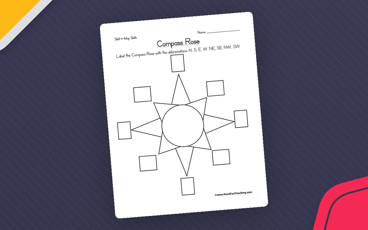 An educational teaching resource from Have Fun Teaching entitled Compass Rose Worksheet downloadable at Teach Simple.