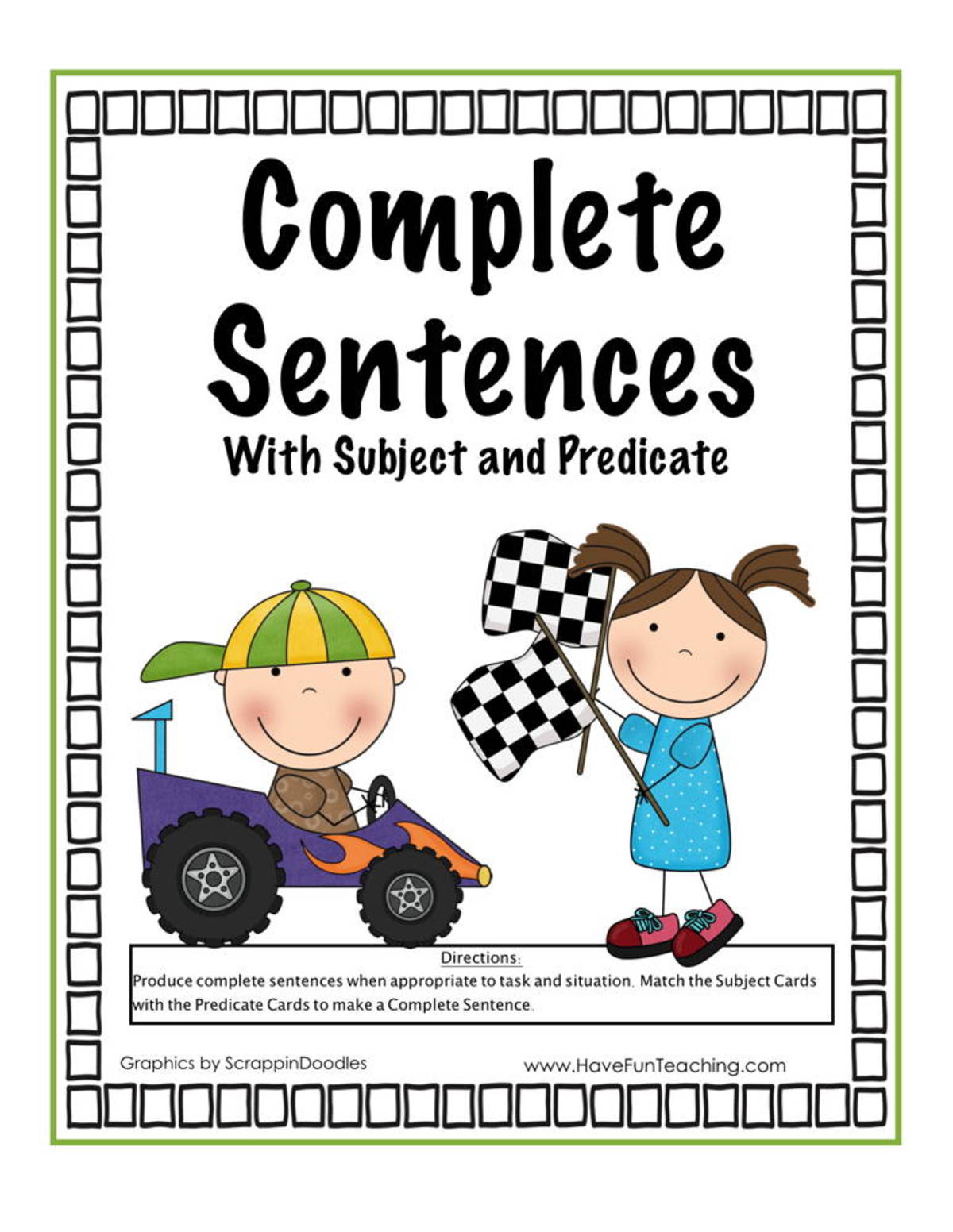 An educational teaching resource from Have Fun Teaching entitled Complete Sentences with Subject and Predicate Activity downloadable at Teach Simple.