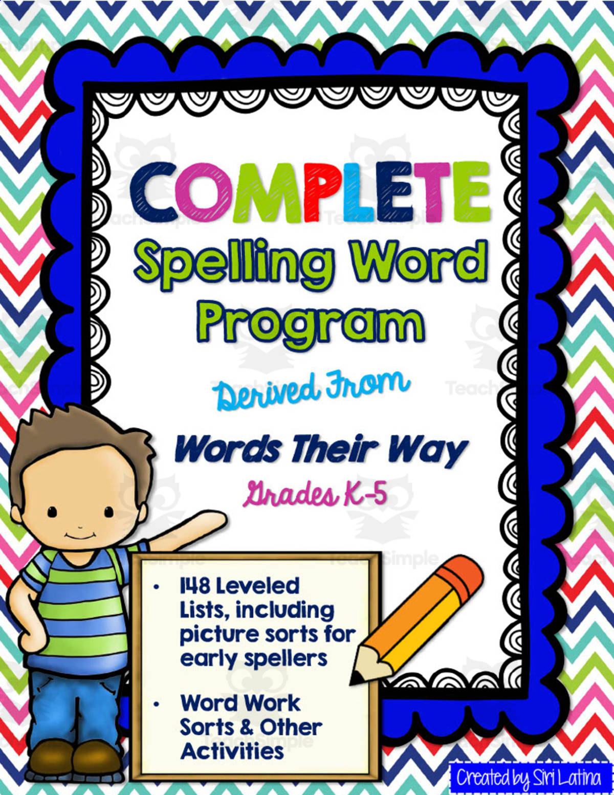 An educational teaching resource from Siri Latina entitled Complete Spelling Word Program downloadable at Teach Simple.