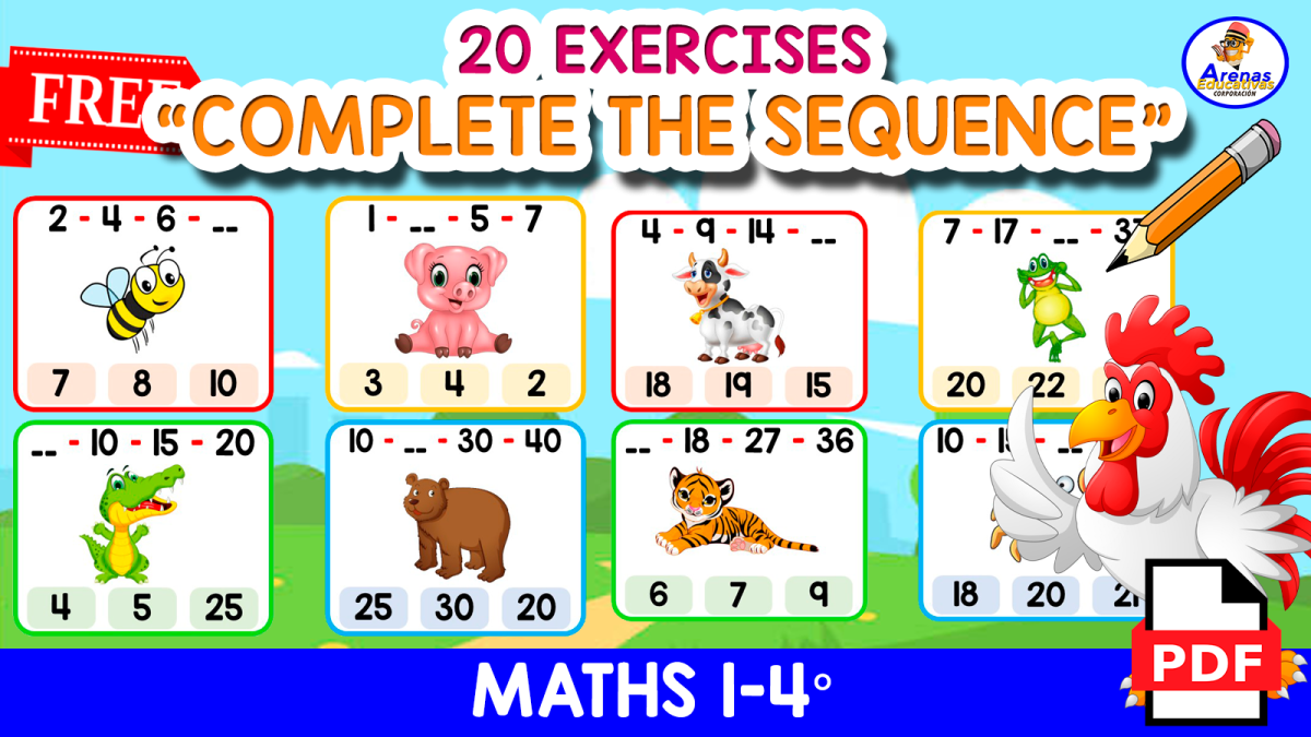 An educational teaching resource from EDITORIAL LAURA EDUCA entitled COMPLETE THE SEQUENCE | 20 Exercises downloadable at Teach Simple.