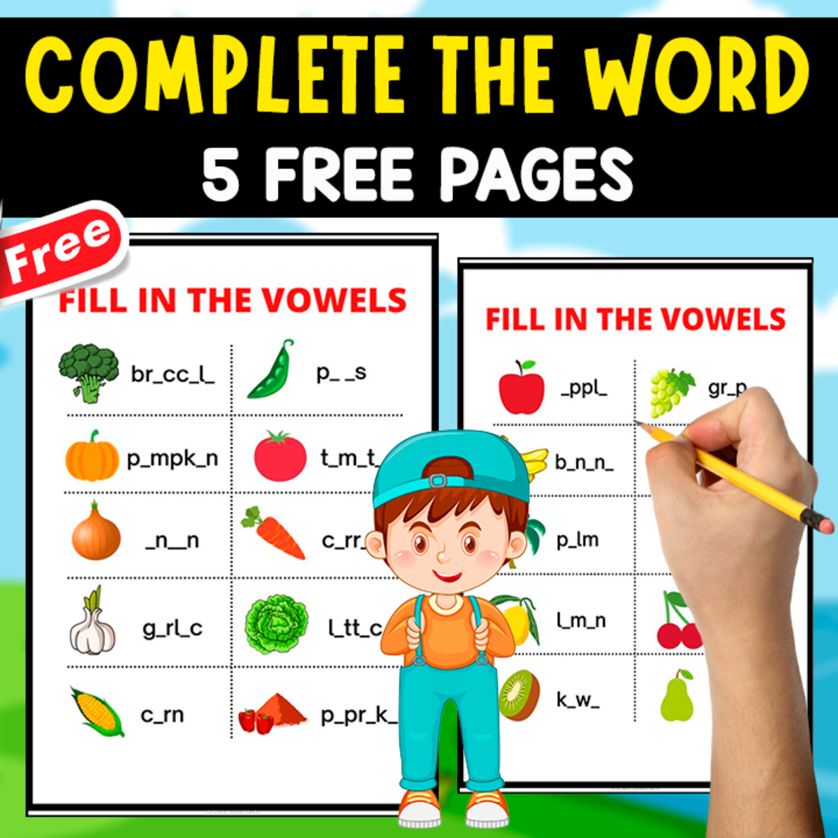 An educational teaching resource from EDITORIAL LAURA EDUCA entitled COMPLETE THE WORD | 5 FREE PAGES | VOCABULARY downloadable at Teach Simple.